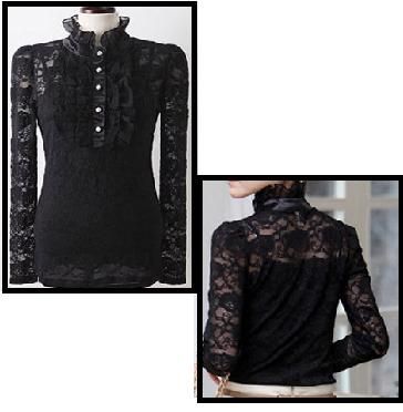 Camisa PRETA renda fashion