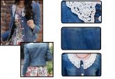 Jaqueta Jeans Rendas Colarinho